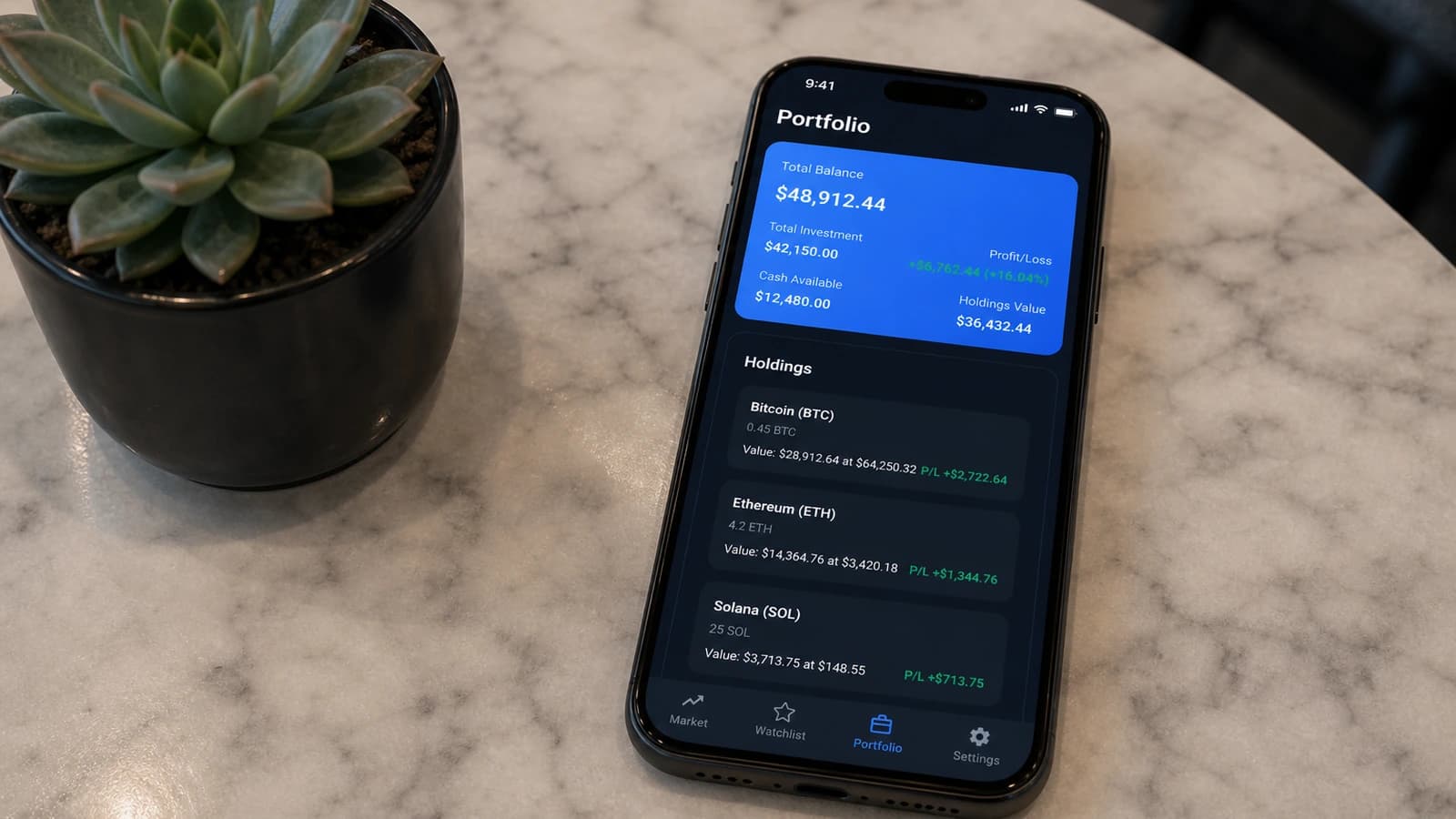 Crypto Markets & Portfolio SCREENS 2