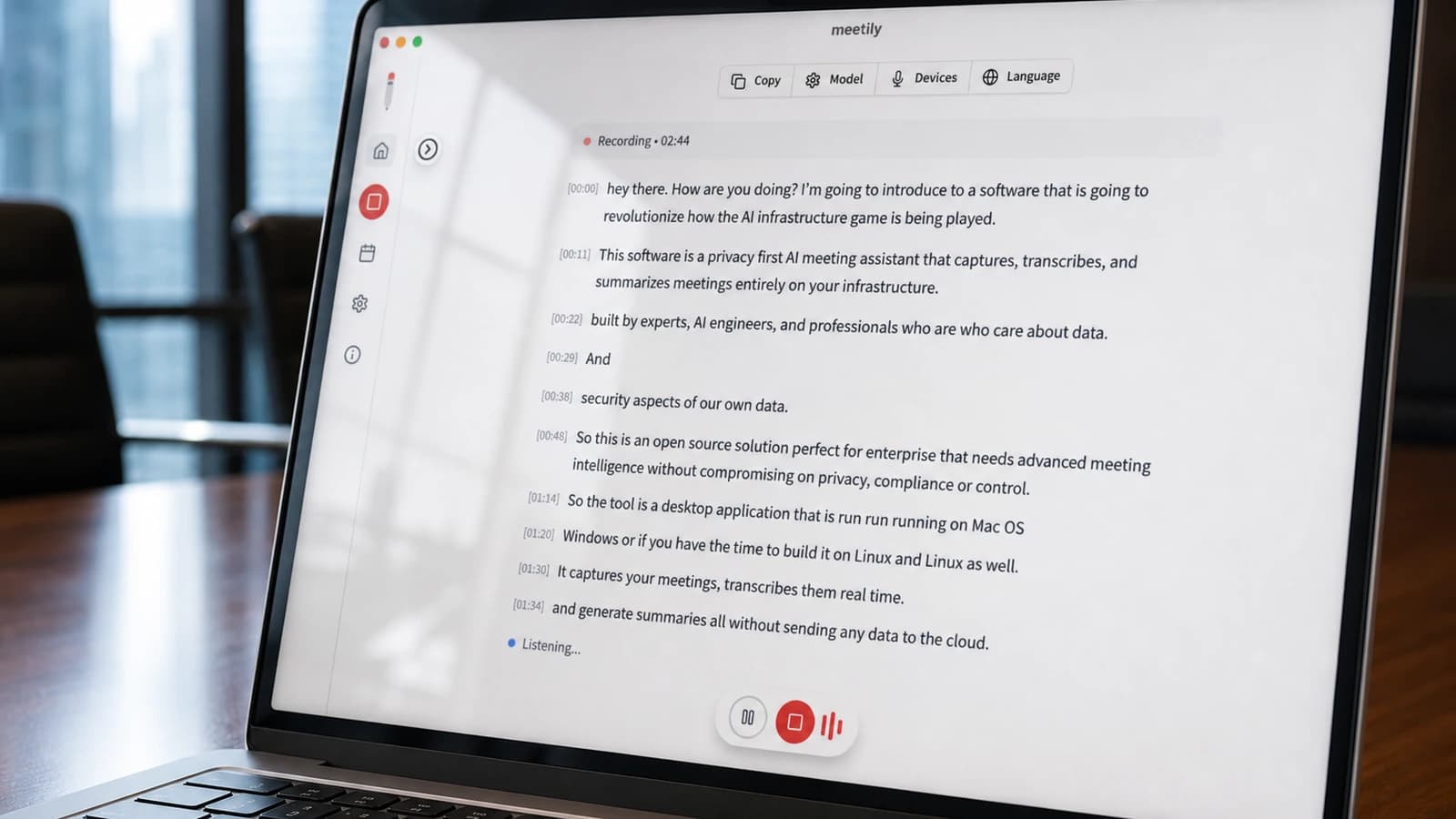Live local transcription