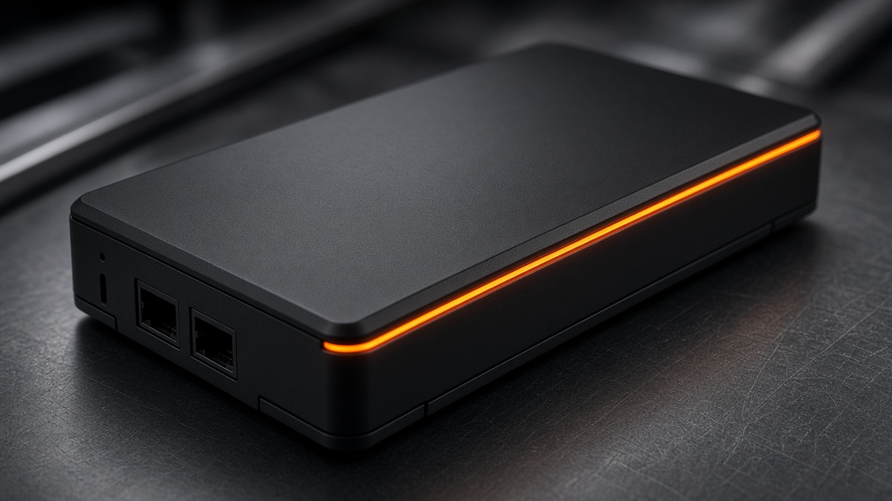 A connected device with an orange light edge